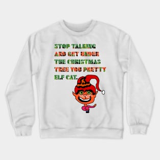 Christmas tree pretty elf Cat Crewneck Sweatshirt